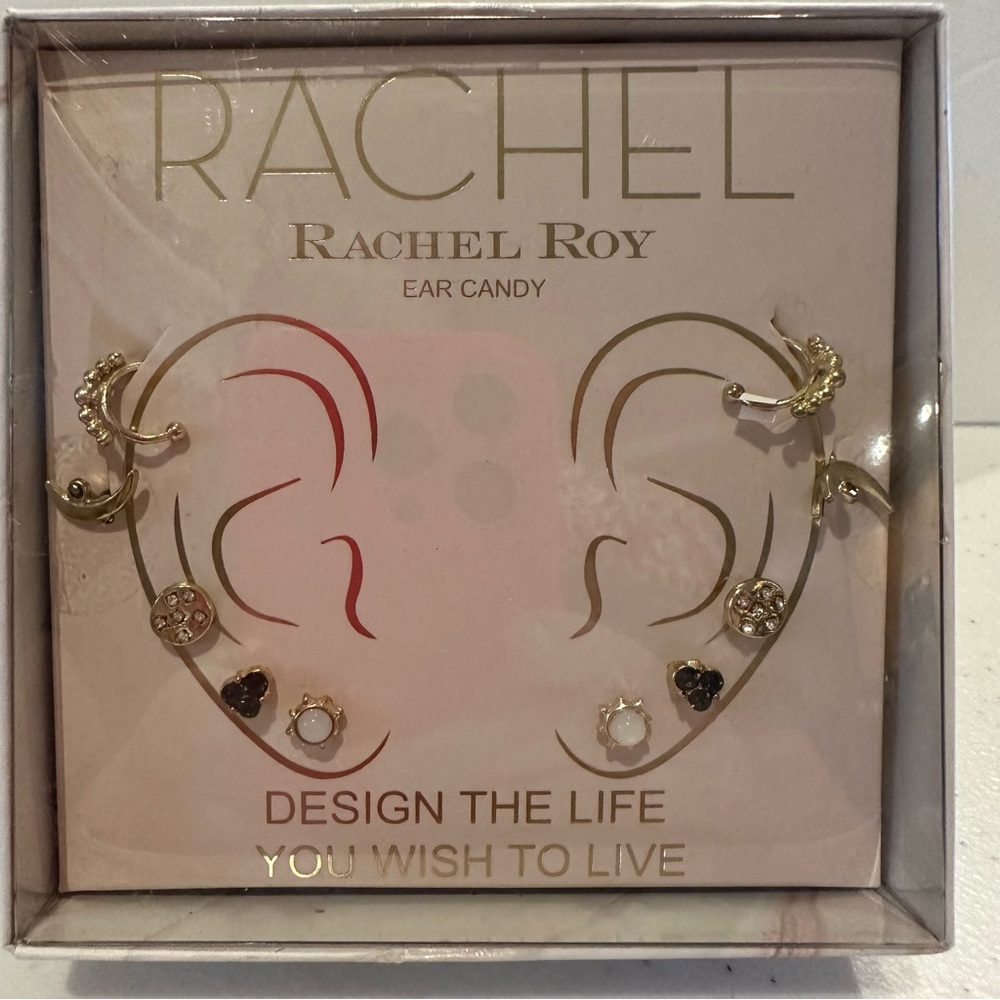 New in Box Rachel Roy “Ear Candy” - 5 pairs w/ 3 pairs studs, 2 pairs ear cuffs